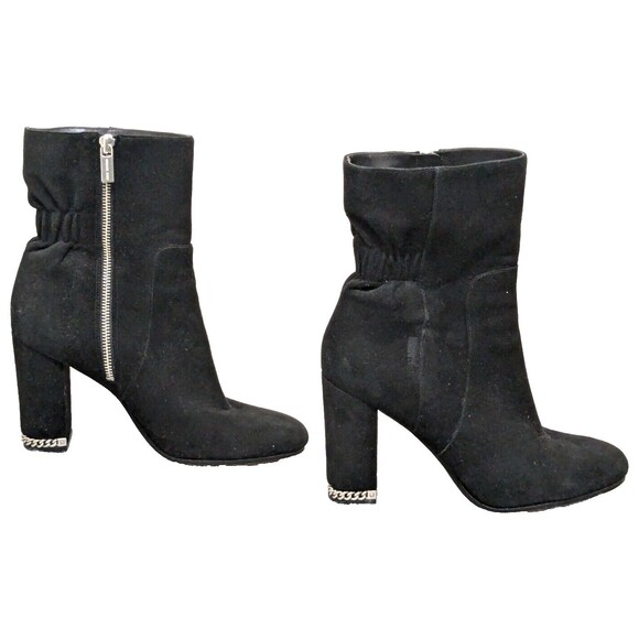 Michael Michael Kors Ankle Booties 9 Black Suede Zip 3"Block Heel V. Good - Picture 7 of 11